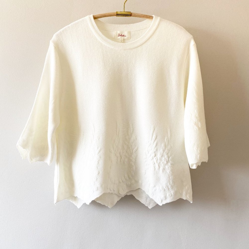 Anthropologie Deletta Cream 3/4 Crew neck sweater M